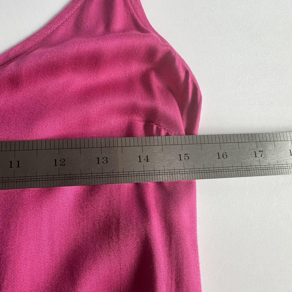 Old Navy Slip Maxi Dress S Raspberry Tart Pink Satin Smocked Side Slit Fairy NWT - Picture 9 of 16